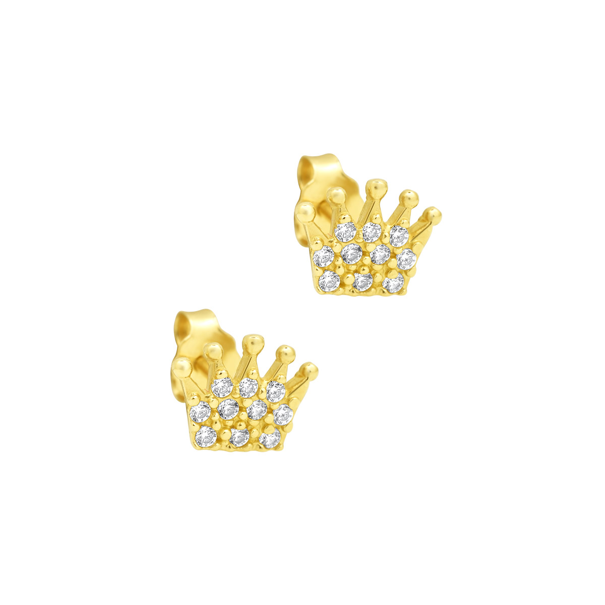 Χρυσά καρφωτά σκουλαρίκια Shiny Crown Κ14